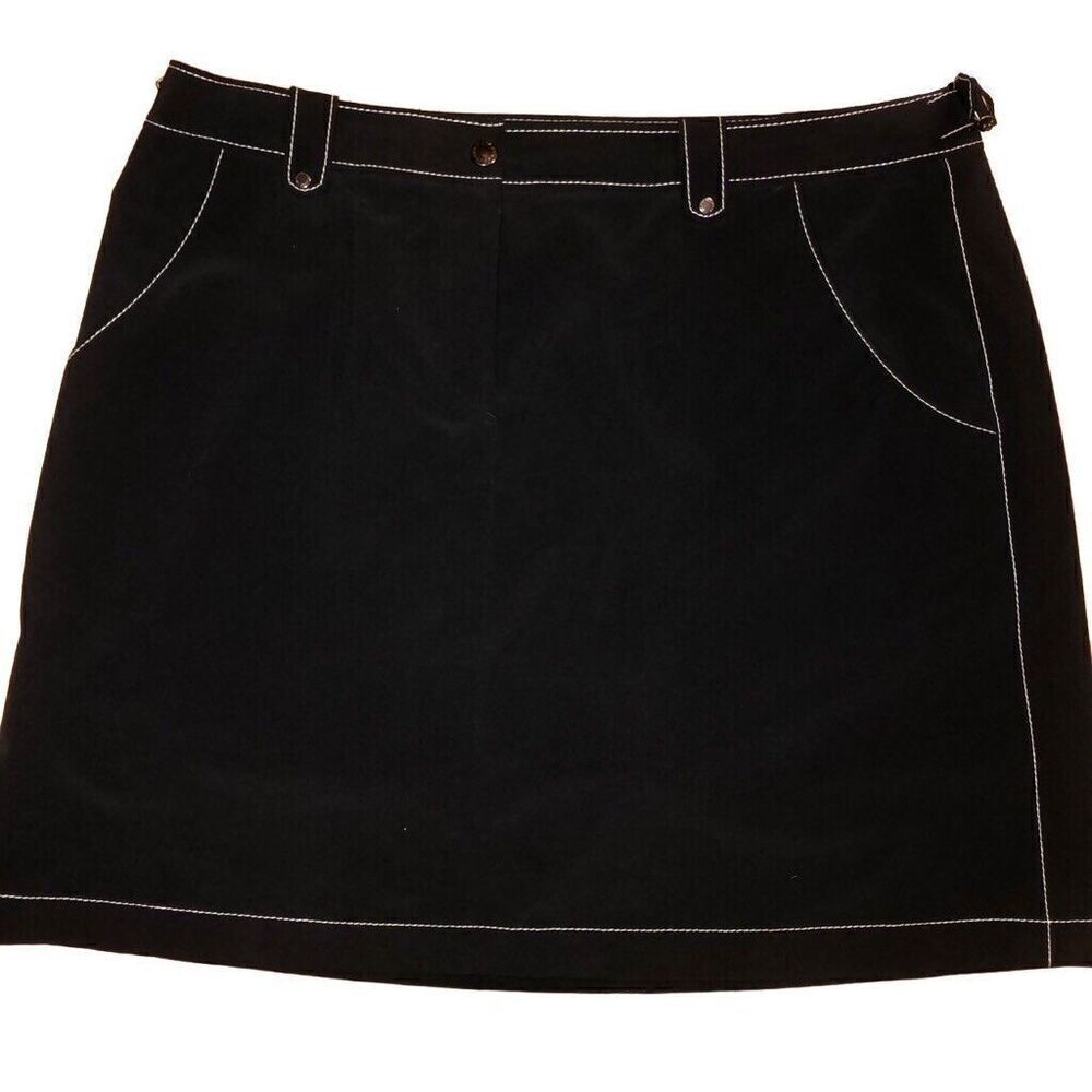 Annika Cutter Buck Black Tenniscore Skort Rear Snap Pockets Women's 12 Golfcore